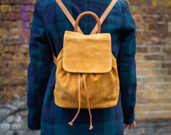 Tan Suede Rucksack Backpack (Medium)