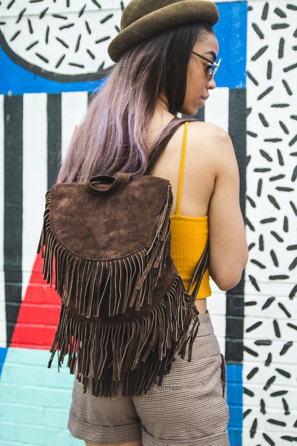 Faux suede backpack hotsell