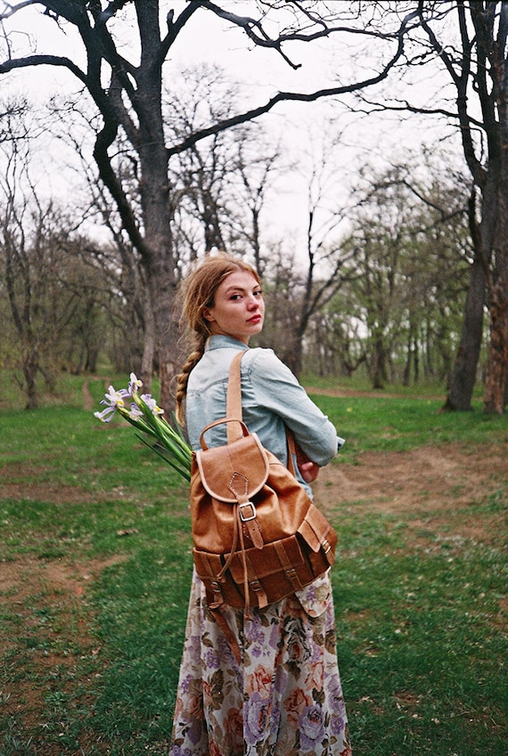 Brown rucksack backpack online