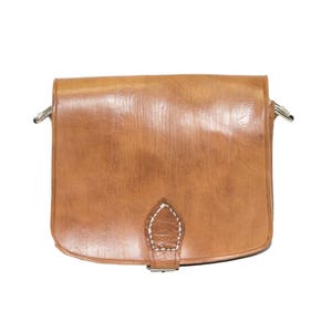 80's Style Hand Stitched Tan Brown Satchel bag image 4