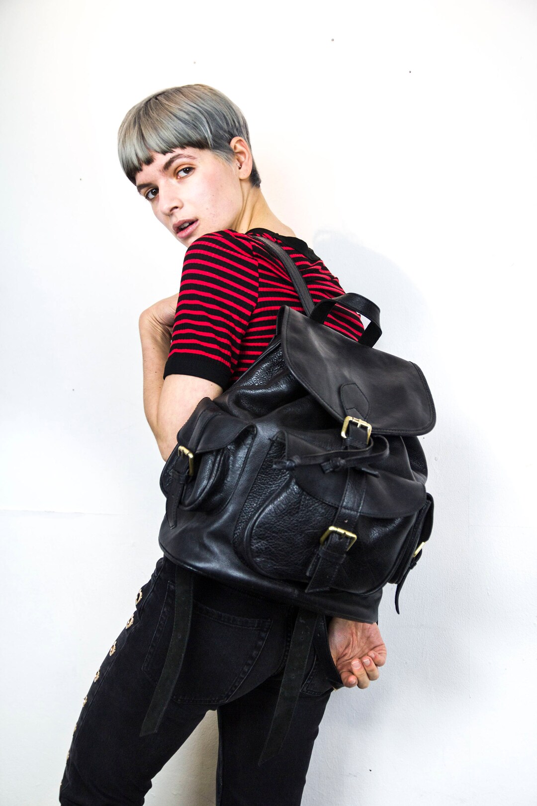 Luxury Grained Black Leather Work Rucksack - Etsy UK