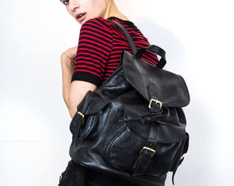 Luxury Grained Black Leather Work Rucksack