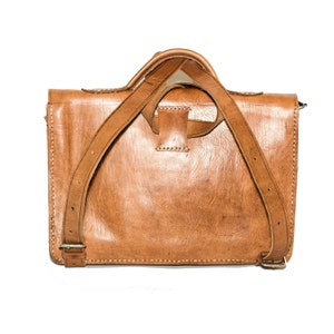 Moroccan Leather Satchel Backpack In Tan Leather image 6