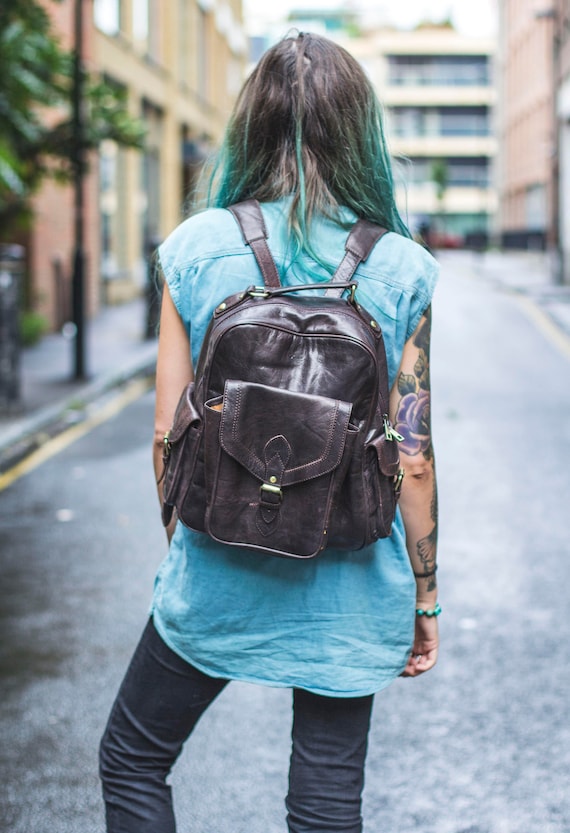 Premium Coco Leather Work Office Backpack - Etsy display picture 2
