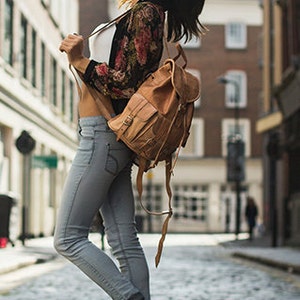 Tan Leather Moroccan Rucksack Backpack