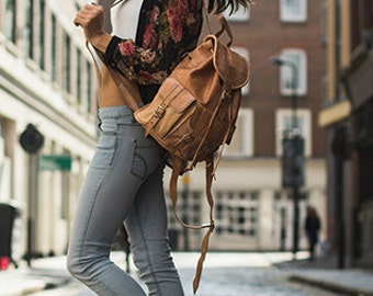 Tan Leather Moroccan Rucksack Backpack