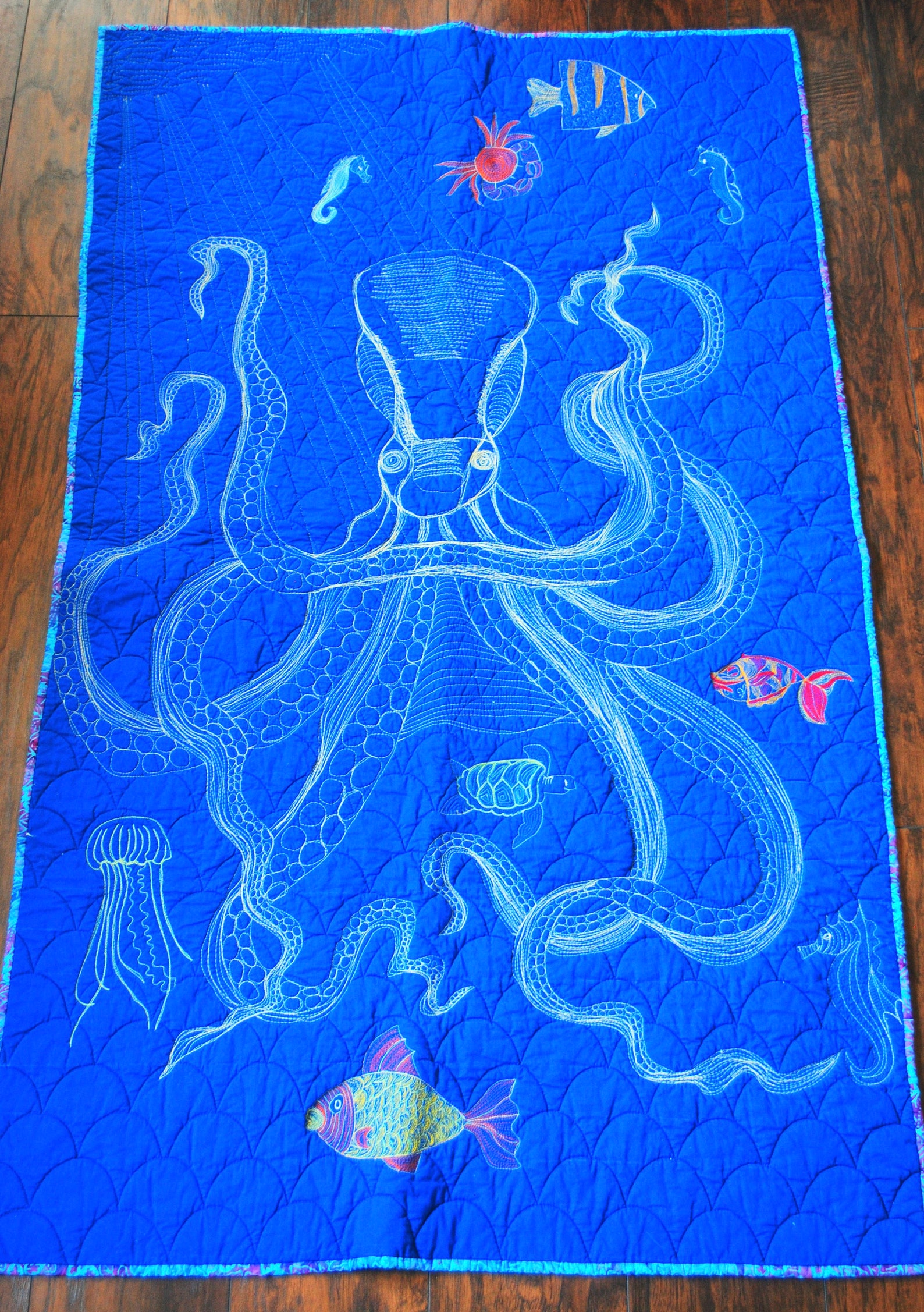 Octopus Quilt for Home and Wall Decor Under the Sea Quilt Etsy