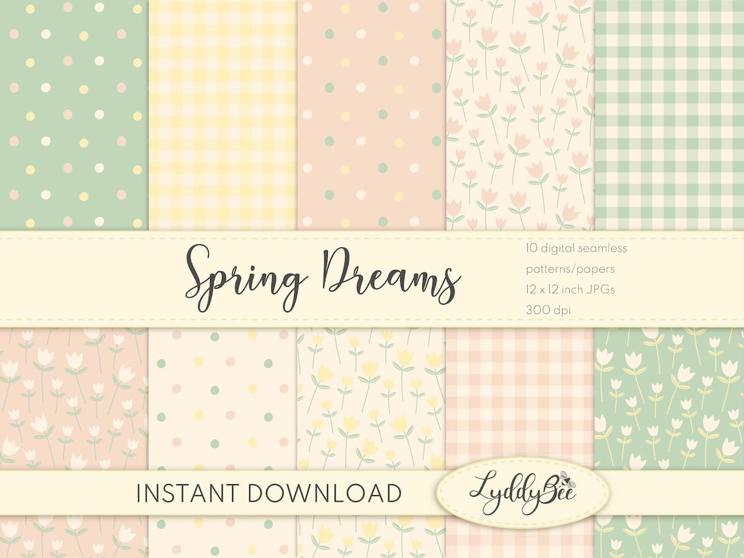 Spring Dreams Digital Seamless Pattern Collection | 10 Pack | Digital ...