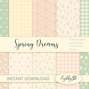 Frühlingsträume Digitale Seamless Pattern Collection | 10er Packung | Digitale Papiere | Druckbare Papiere | Sammelalbum | Kunsthandwerk | Journaling | Stoff