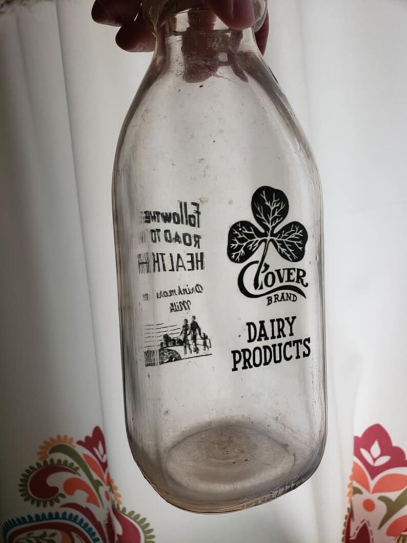 Clover Brand Dairy Products Milk Bottle Collectible Vintage Etsy