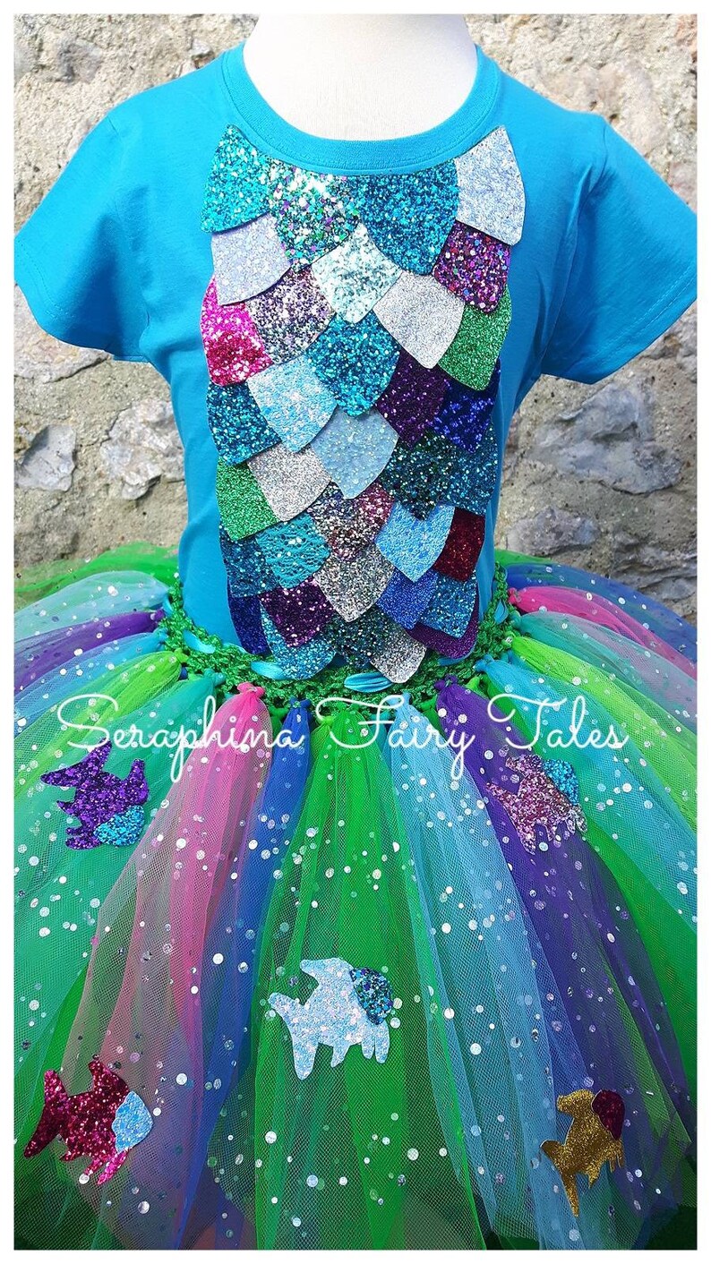 Girls Rainbow Fish Glitter Scales Top / Tshirt / Bodysuit / Etsy UK