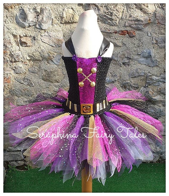 Disfraz de pirata morado con Vestido de niña con tutú de