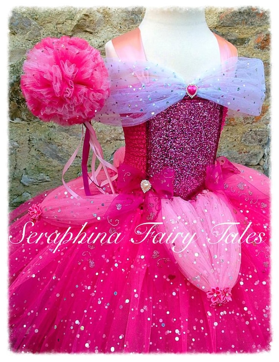 Pink Princess Sparkly Dress up Tutu Costume.girls Lined Birthday 