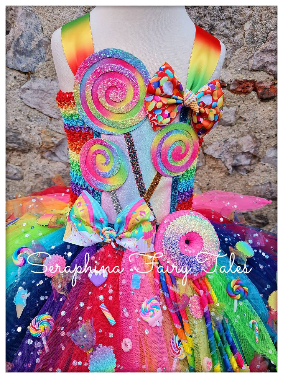 Girls Rainbow Candyland Tutu Dress Up Costume