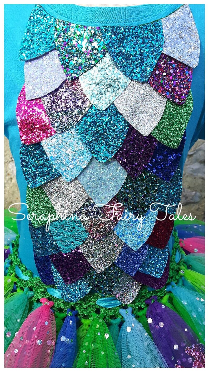 Girls Rainbow Fish Glitter Scales Top / Tshirt / Bodysuit / Etsy UK