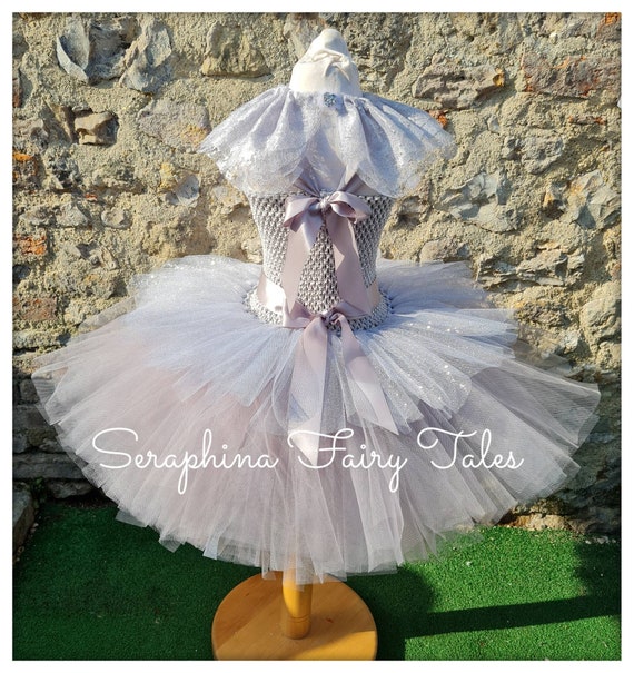 Scary Clown Tutu Dress up Costume.girls Halloween Lined Grey/gray & Silver  Glitter Tutudress With Roses +seperate Lace Frill Collar Included - Etsy