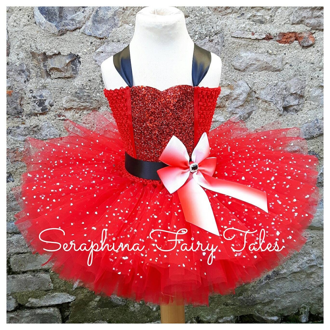 Disfraz de tutu rojo navideno para nina. Navidad en julio forrado con purpurina brillante Navidad senora senorita Santa claus vestido de fiesta traje