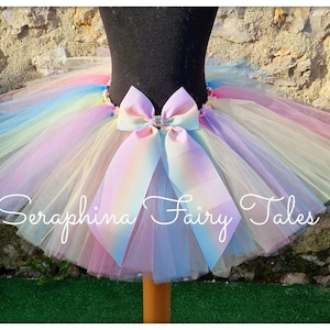 SALE! Girls Pastel Plain Rainbow Tutu Tulle Skirt. Bright Christmas, Halloween, Birthday Party or Cake Smash Outfit. No Sparkle Tulle.