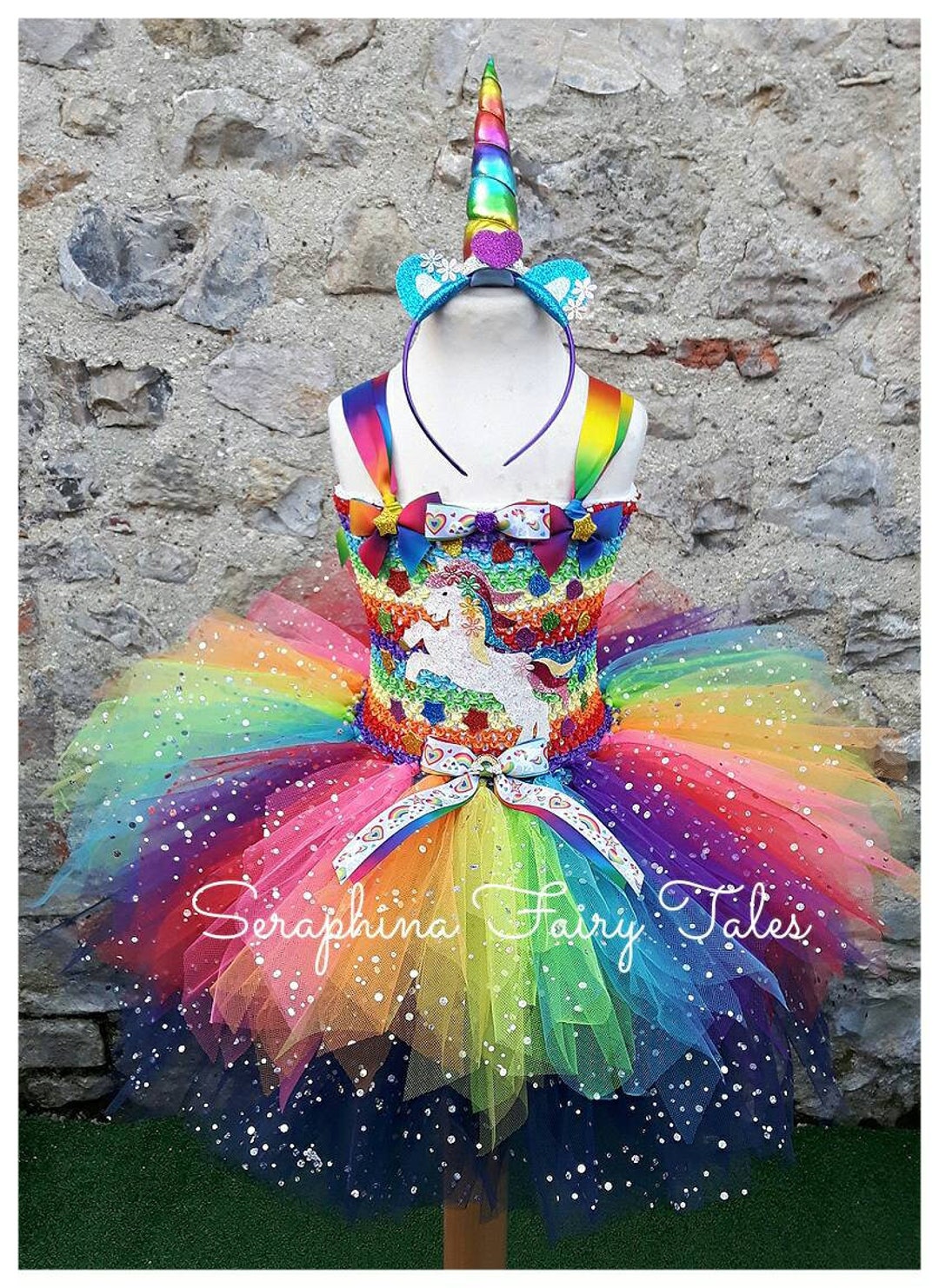 Vestito di compleanno unicorno, fascia unicorno, set tutù arcobaleno  unicorno, set di abiti di compleanno unicorno arcobaleno, costume ragazze  unicorno arcobaleno -  Italia