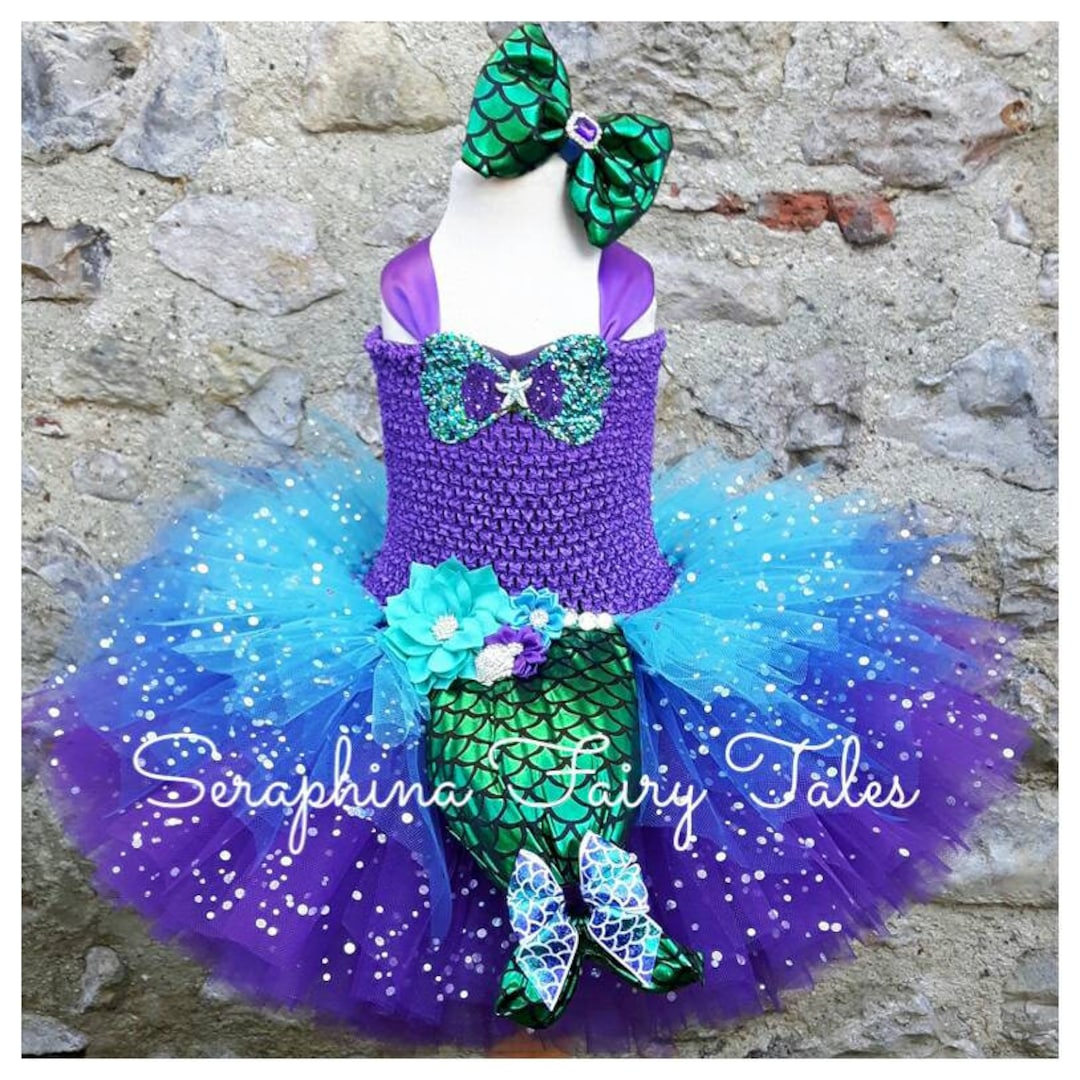 Mermaid Dress up Costume.girls Lined Tutu Dress Sparkly Under the Sea