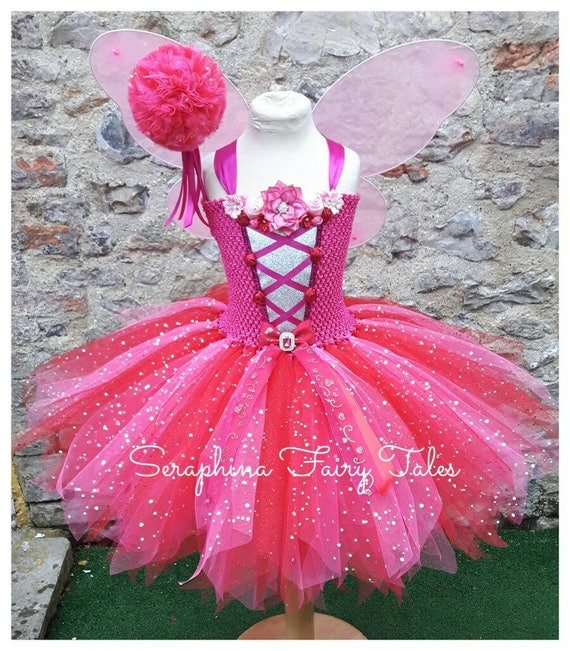 Robe de princesse tutu rose à paillettes pour anniversaires de filles