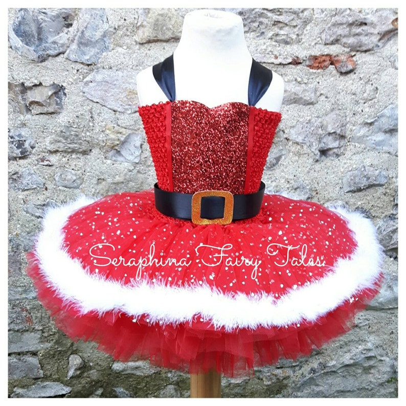 Filles Noël Santa Tutu Costume robe. Lined Red Sparkly Glitter | Etsy