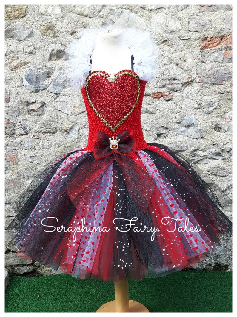 Girls Queen of Hearts Tutu Dress Costume. Lined Red Black & Etsy