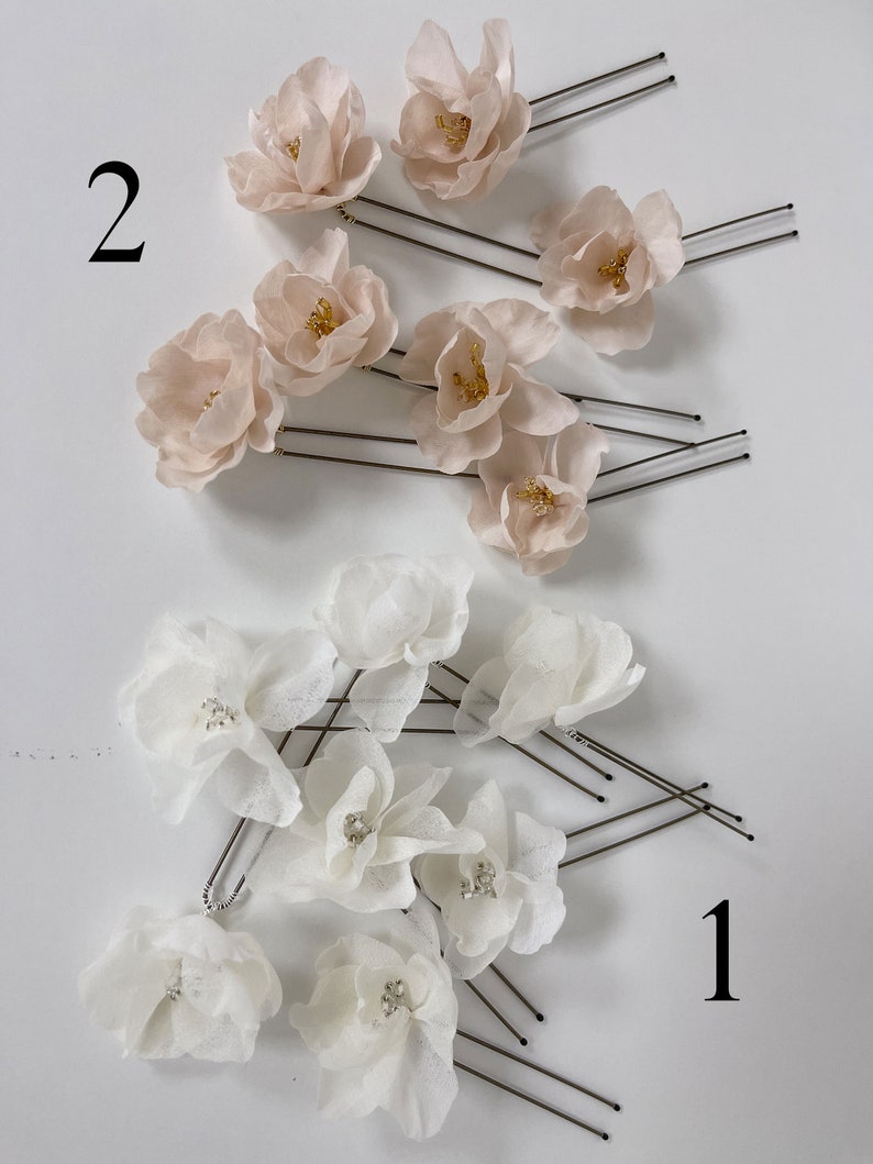 Floral Hair Pins Silk Flower Hair Pins Wedding Flower Hair Etsy