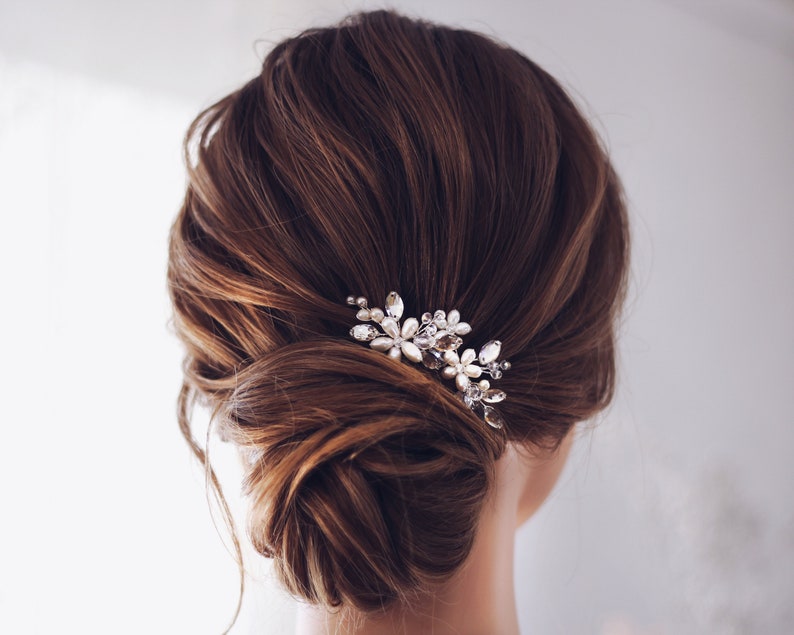 Pearl Crystal Small Bridal Hair Pieces Set of 2 and more Etsy