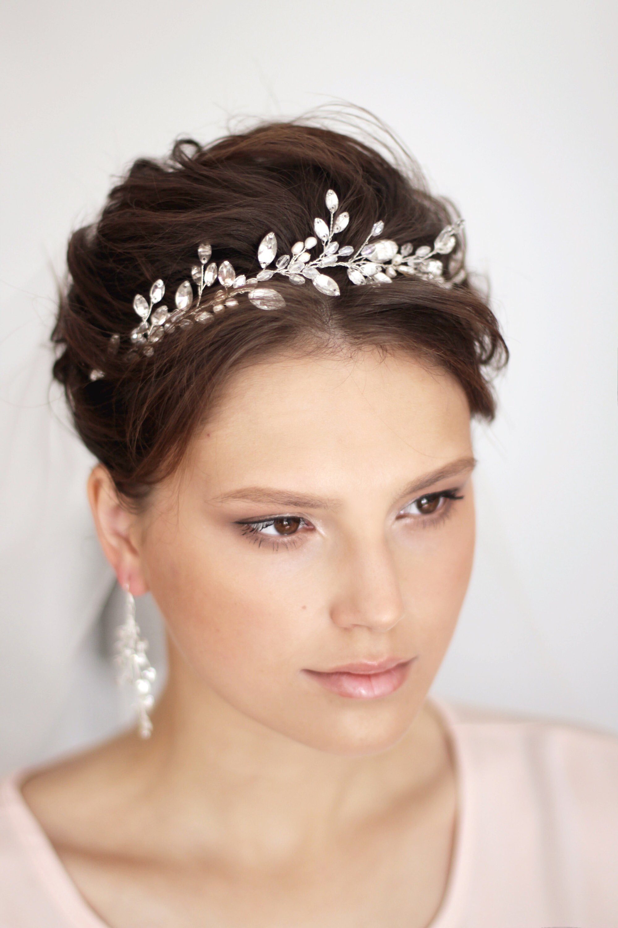 Rose Gold Bridal Tiara Small Tiara Wedding Pearl Crystal Etsy