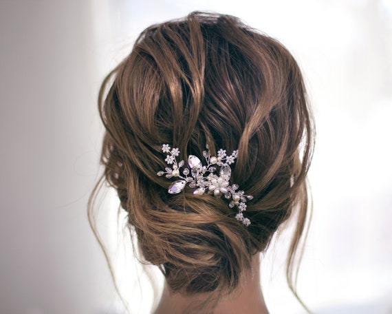 Crystal Pearl Bridal Hair Pieces Small Bride Hair Pins Set Etsy
