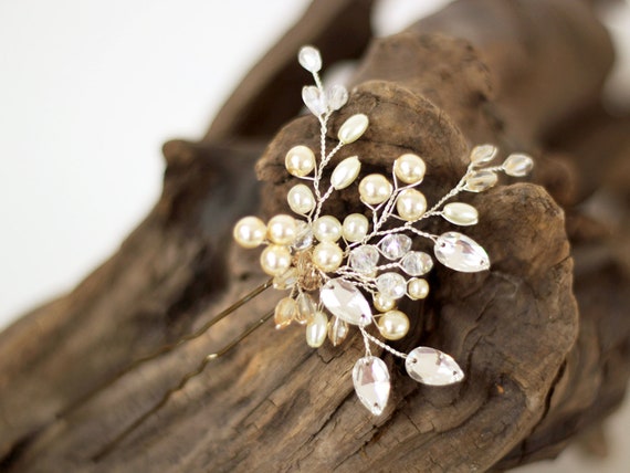Bridal Hair Pins Wedding Hair Pins Pearl Hair Pins Crystal Etsy