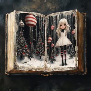 Kit de diario basura, papeles para álbumes de recortes navideños de estilo gótico, páginas para decoupage de chicas caprichosas de bosque oscuro, ilustraciones navideñas góticas