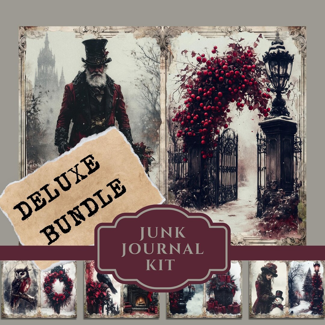 Vintage Gothic Christmas Junk Journal Pages - Vintage Dark Holiday ...
