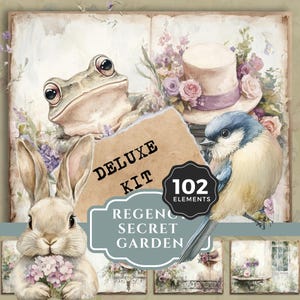 Junk Journal Bundle-zestaw do scrapbookingu Deluxe,papier Regency Secret Garden-strony z motywami kwiatowymi do druku-botaniczne drobiazgi-papier w tle w stylu vintage wyprzedaż
