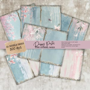 Junk Journal Seiten, liniert und leere Pastell Schreibpapiere niedlich bedruckbar für Scrapbooking, weiches künstlerisches Blumendesign, Erinnerungen organisieren