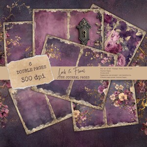Zestaw do robienia scrapbookingu, papierowe tła walentynkowe z motywem kwiatowym, strony akwarelowe do scrapbookingu w stylu vintage, zestaw do tworzenia romantycznych kolaży w stylu shabby chic.