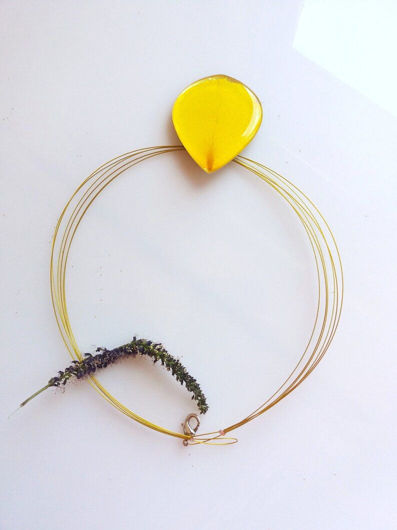 Warm yellow color rose Rose petal pendant Real flower and resin necklace One-of-a-kind gift for nature lovers Gift for her Nature inspired