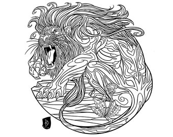 Leo Coloring Page - Adult Coloring Printable Zodiac Sign Lion - Leo Zodiac Art Print - Astrology Gift - Instant Download & Printable PDF JPG
