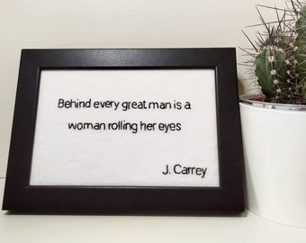 Jim Carrey Embroidery Quote (c) Lamarck (c) Modern Embroidery (c) Textile Art Calligraphy