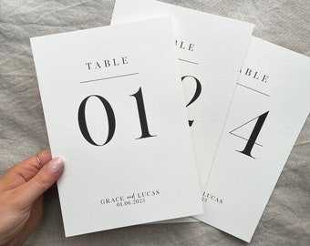 Personalised printed wedding table numbers [Grace collection]