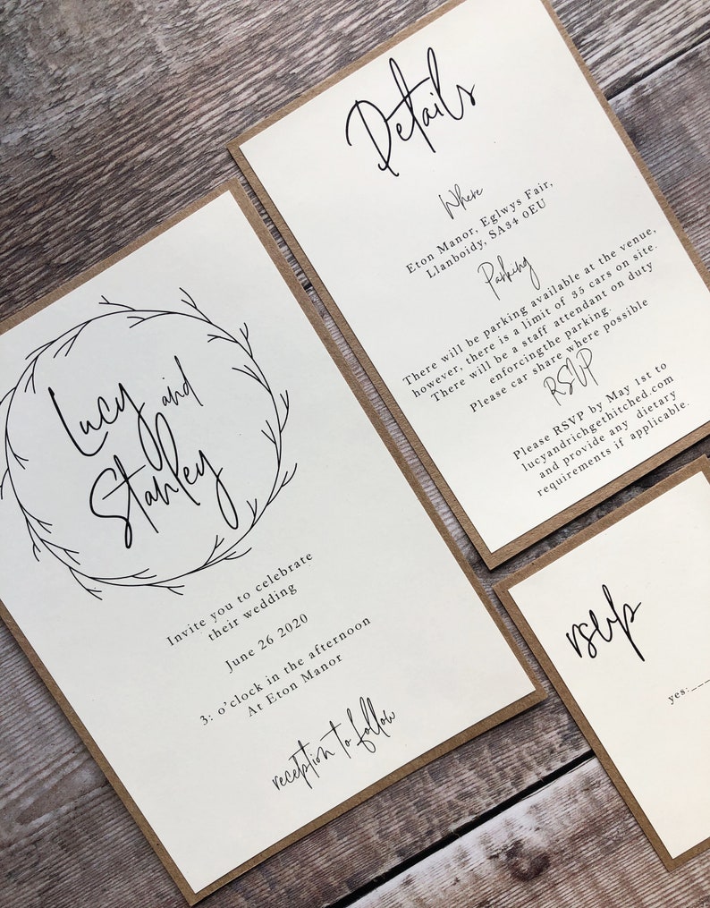 Rustic wedding invitation set Bohemian wedding invitation | Etsy