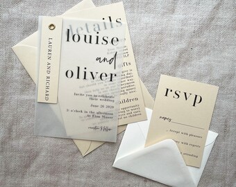 vellum eyelet wedding invitation, modern wedding, party invitation, birthday invitation [Louise collection Nude]