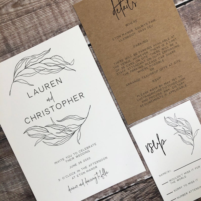 Modern rustic wedding invitation suite with twine tie Etsy