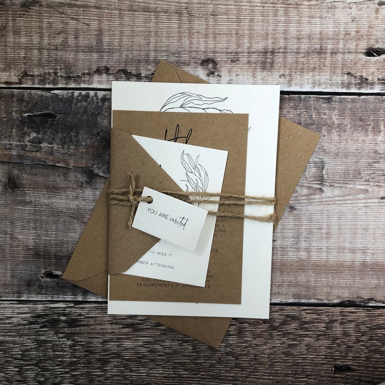 Modern rustic wedding invitation suite with twine tie Etsy