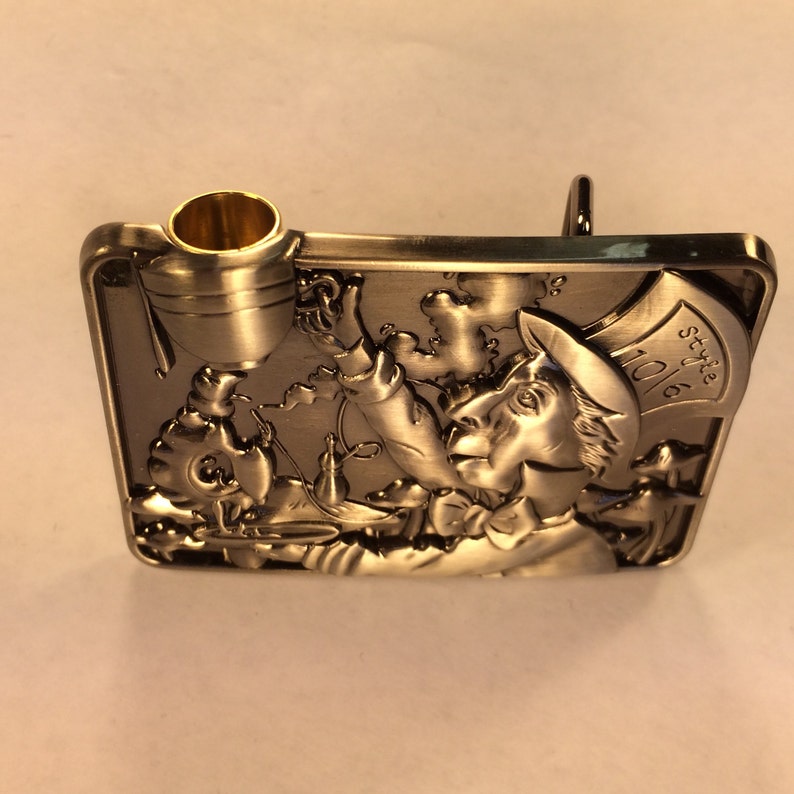 Mad Hatter Belt Buckle w/pipe Etsy