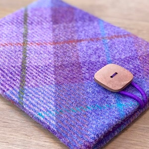 Kindle paperwhite cover in HARRIS TWEED, Fire 6HD, Nook case in pink and purple plaid image 5