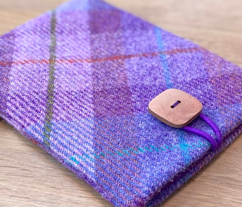 Kindle paperwhite cover in HARRIS TWEED, Fire 6HD, Nook case in pink and purple plaid image 5