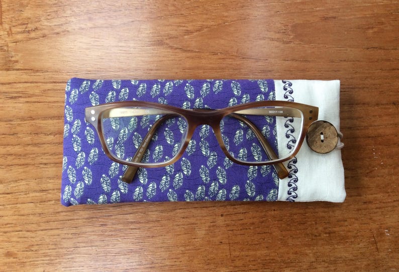 Glasses sleeve Glasses case, spectacles, sunglasses case, purple with flowers image 2
