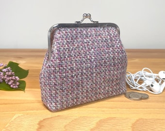 HARRIS TWEED kiss lock purse, card wallet, earbud case, coin pouch in limited edition tweed, gift for her